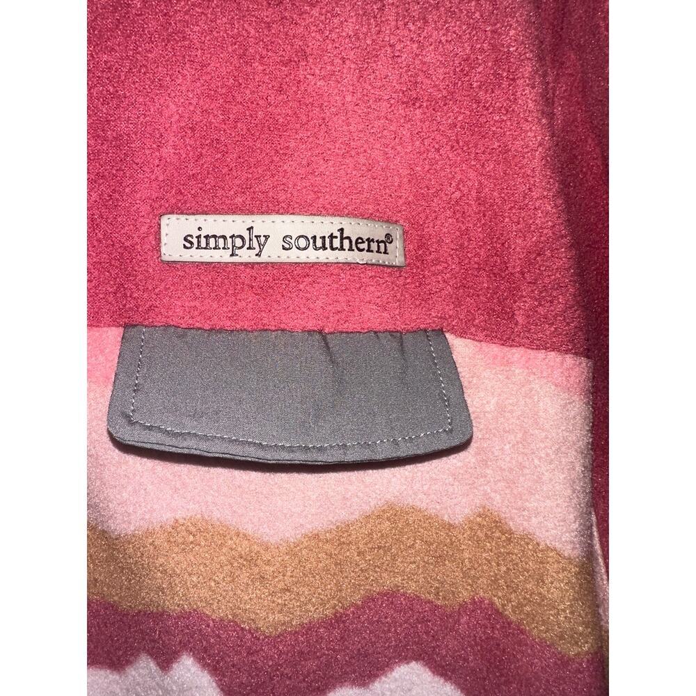 Simply Southern Comfy Fleece Pullover XXL Pink Mountain Print Snap Neck - Picture 4 of 8